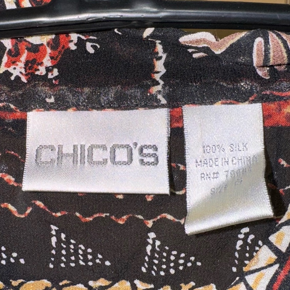 Chico’s Aztec Silk Blouse. - Picture 2 of 3